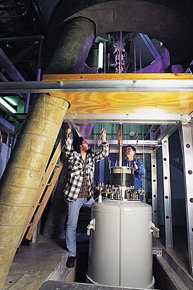Scientists at work at the High B/T Facility.