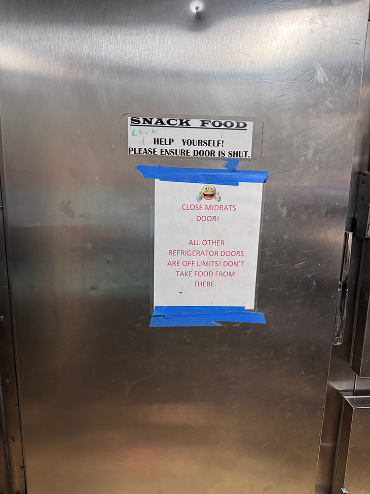 The midnight rations, or “midrat” fridge