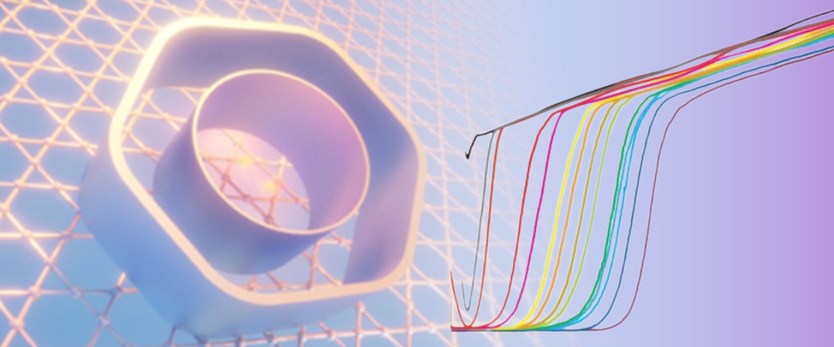 Artistic rendering of a kagome lattice with two superconducting states.