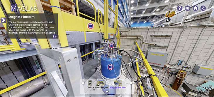 The view from the top of a magnet platform, a spot normally off limits to the public, as seen in the MagLab’s new virtual tour.