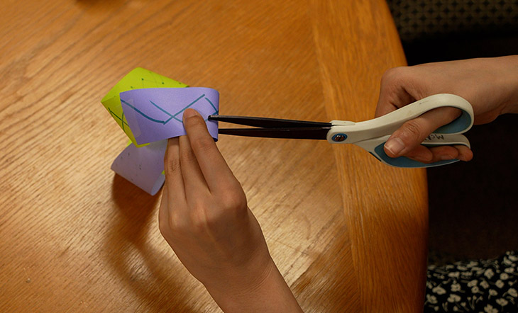 Cutting a piece of paper