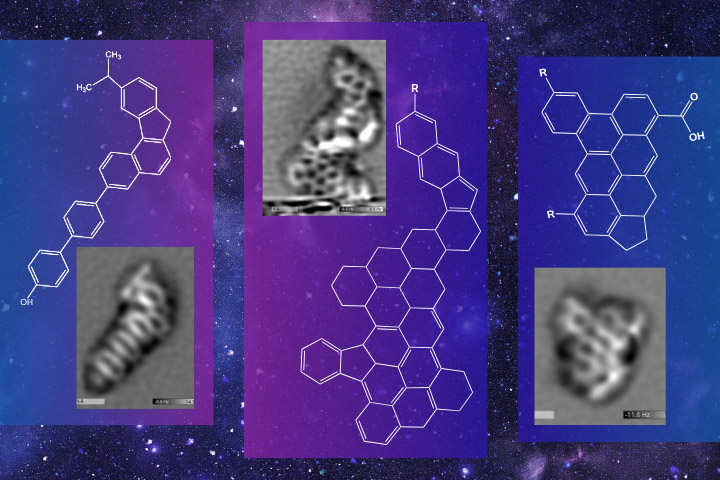 Meteorite molecules with their corresponding chemical diagrams